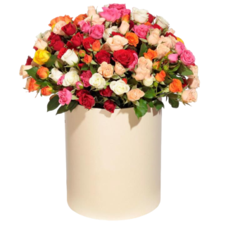 Mixed roses in a hatbox | Flower Delivery Pskov