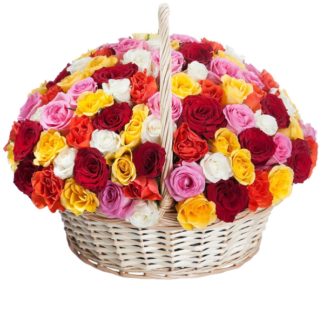 51 colorful roses in the basket | Flower Delivery Pskov